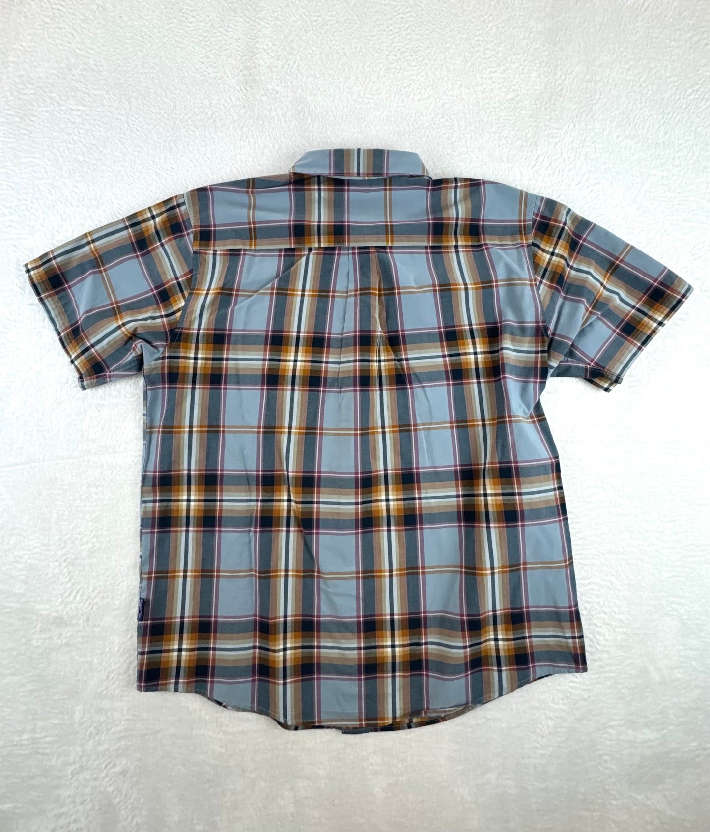 Patagonia Men’s Fezzman Shirt Plaid Organic Cotton Blue/Brown Medium – Fall 2012
