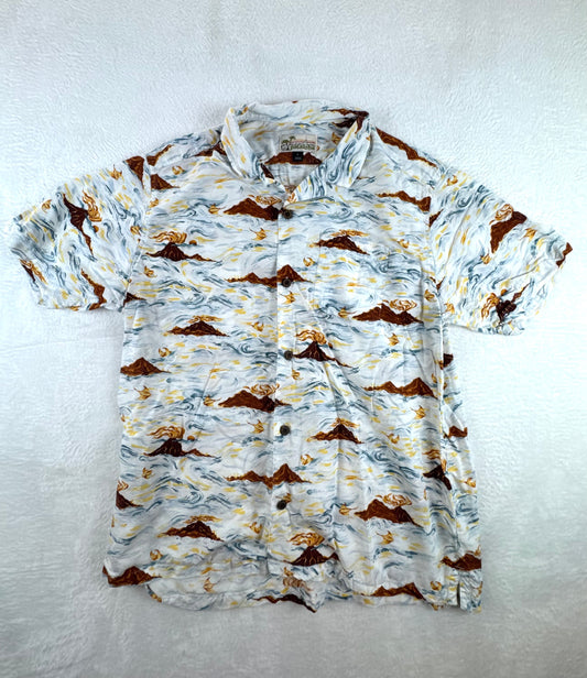 Patagonia La'au Pataloha Island Currents White Lyocell Hawaiian Shirt Men's Large