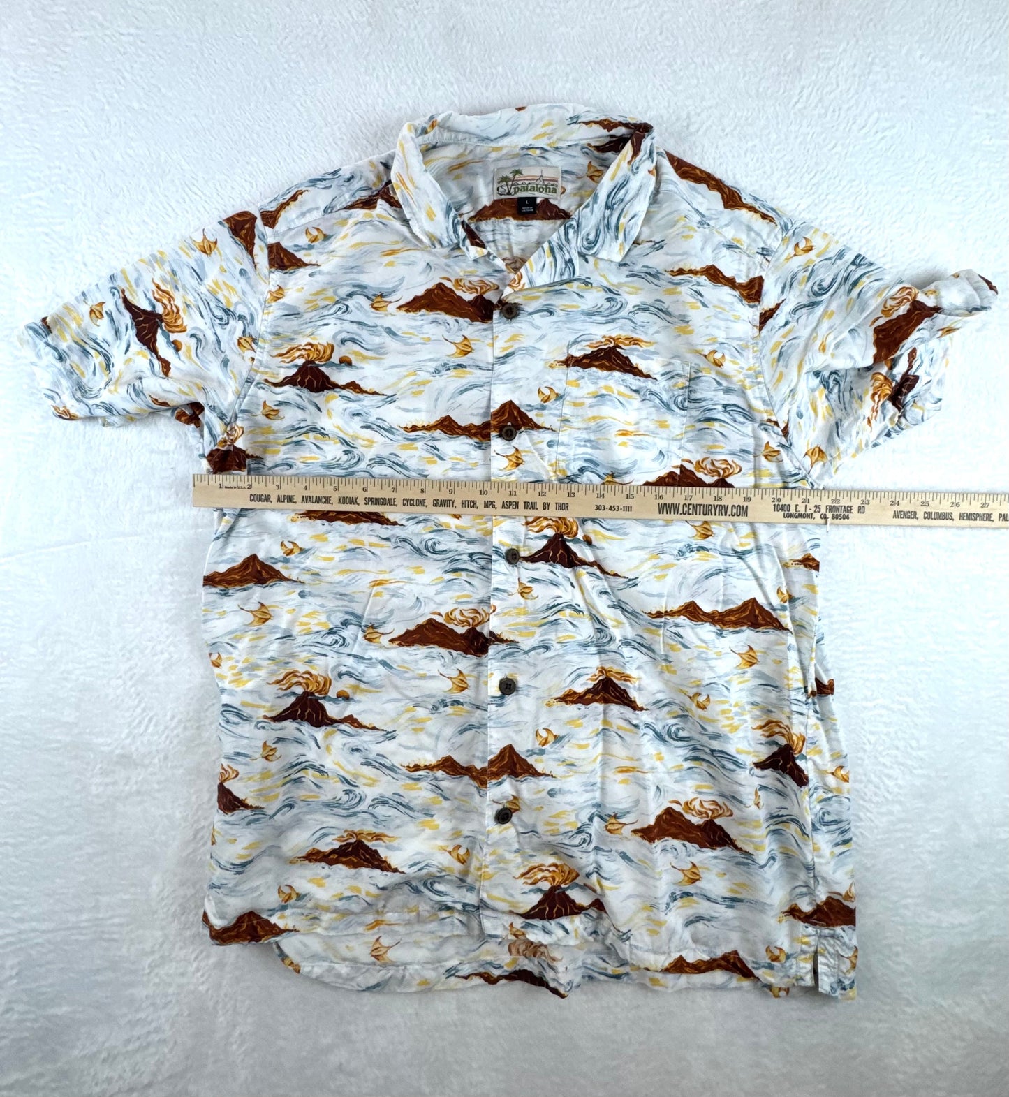 Patagonia La'au Pataloha Island Currents White Lyocell Hawaiian Shirt Men's Large