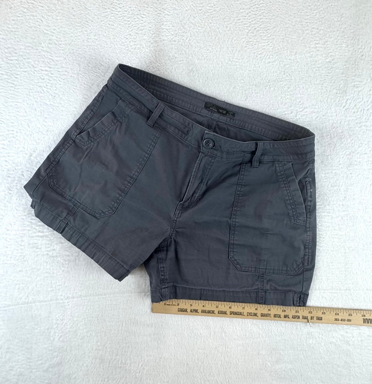 prAna Women’s Organic Cotton Outdoor Shorts Charcoal Gray Size 14/32