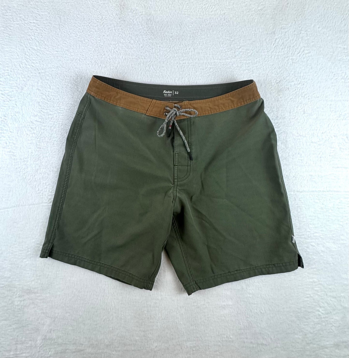 Katin Heritage Board Shorts – Men's 32 – Olive Green/Brown – Surf & Swim Shorts