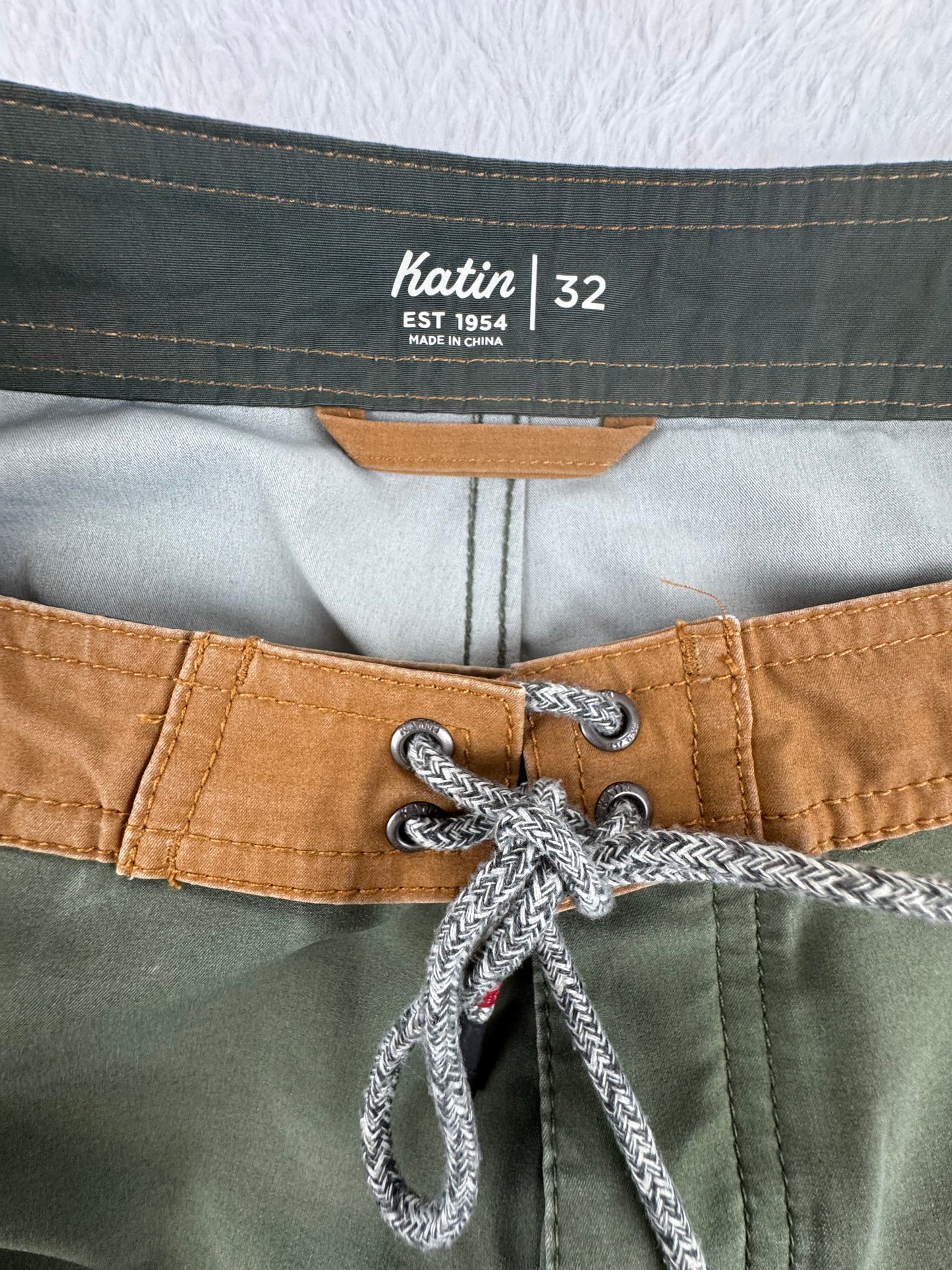 Katin Heritage Board Shorts – Men's 32 – Olive Green/Brown – Surf & Swim Shorts