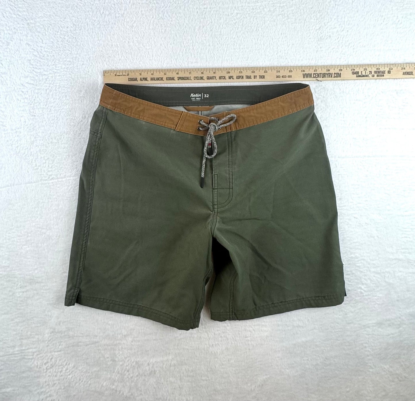 Katin Heritage Board Shorts – Men's 32 – Olive Green/Brown – Surf & Swim Shorts