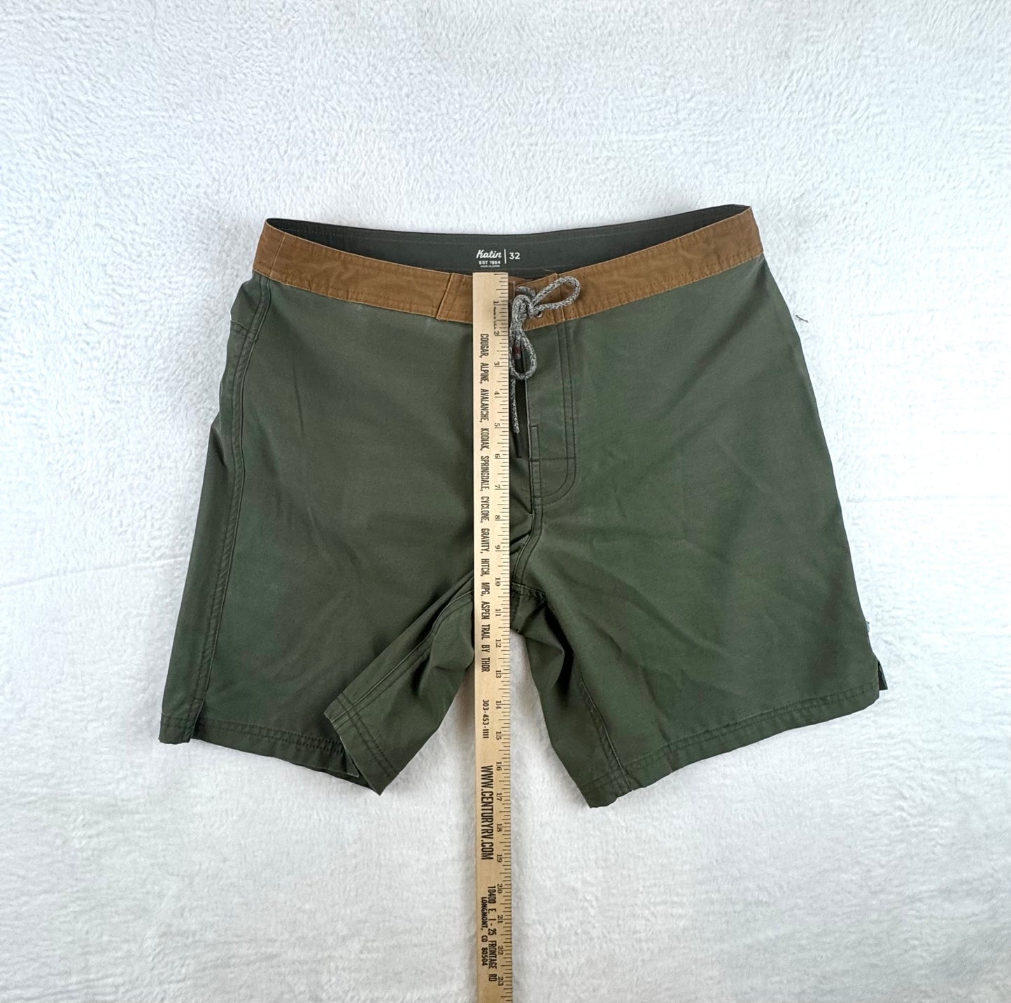 Katin Heritage Board Shorts – Men's 32 – Olive Green/Brown – Surf & Swim Shorts
