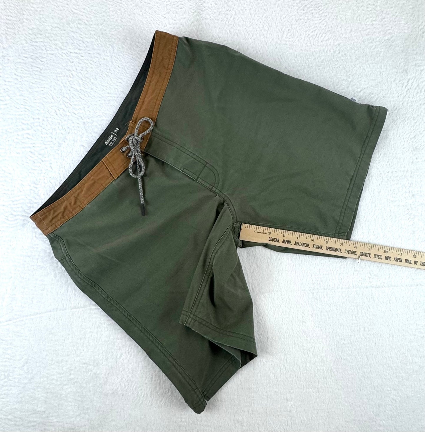 Katin Heritage Board Shorts – Men's 32 – Olive Green/Brown – Surf & Swim Shorts